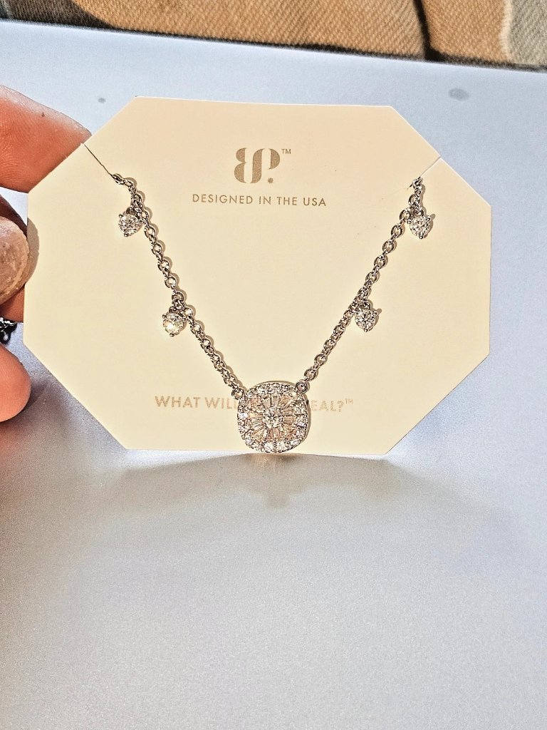 Bomb Party Fate And Fortune Diamond Cz Rhodium Necklace Nk27816